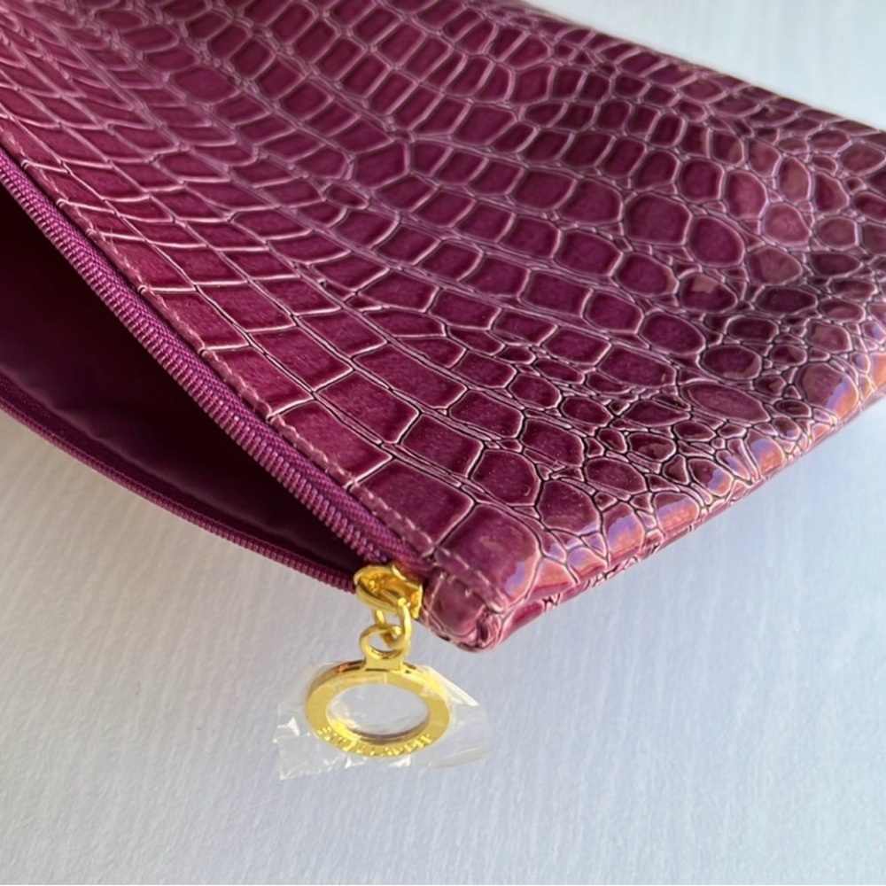 Hot Pink Crocodile Embossed makeup bag
